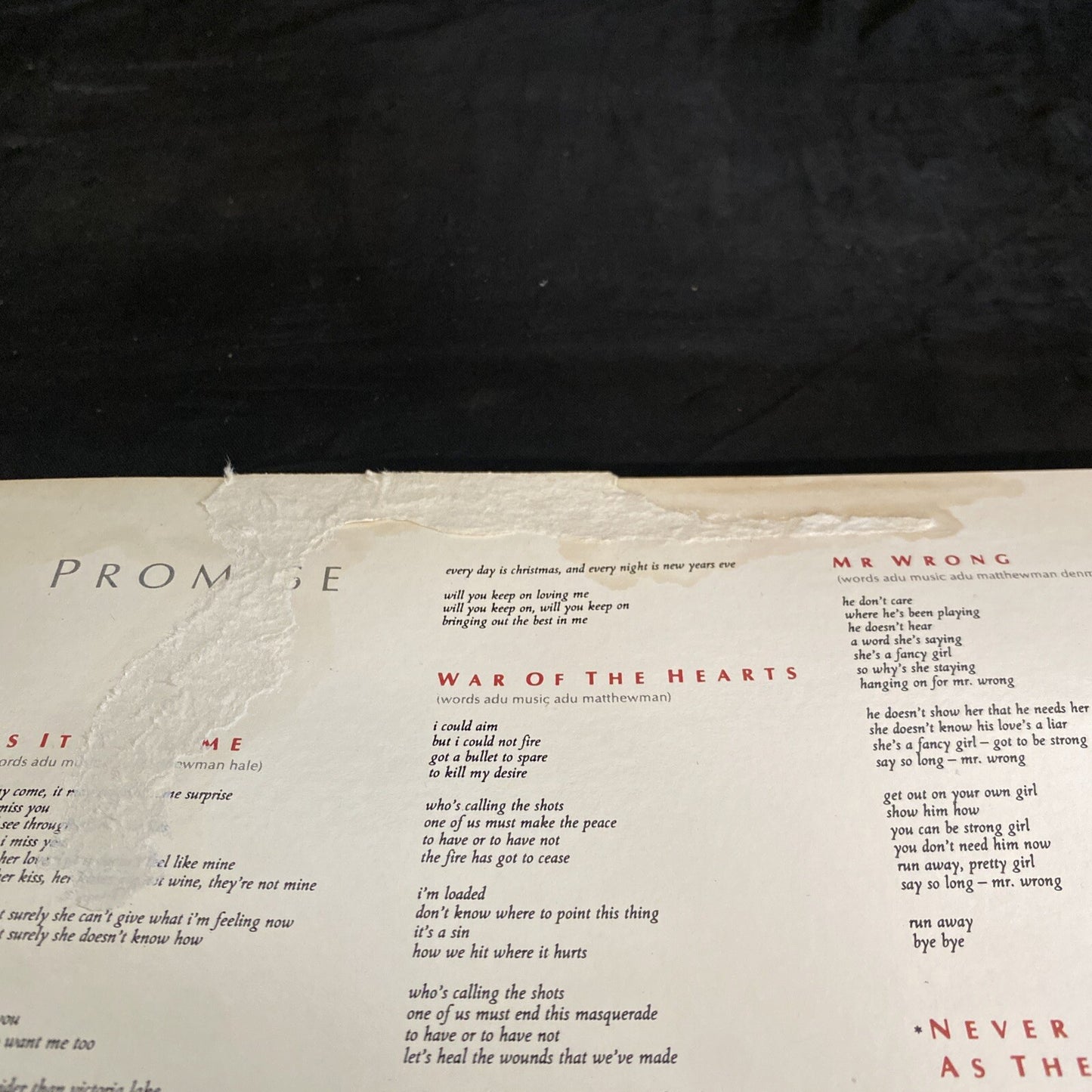 PROMO STAMPED SADE-PROMISE 1985 PORTRAIT FR 40263- VINYL LP