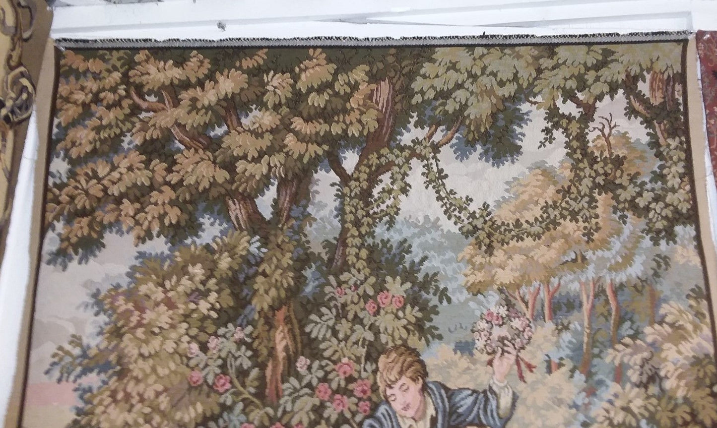 French Wall Hanging Tapestry Fête printanière  "Spring Festival"  56''x 43''