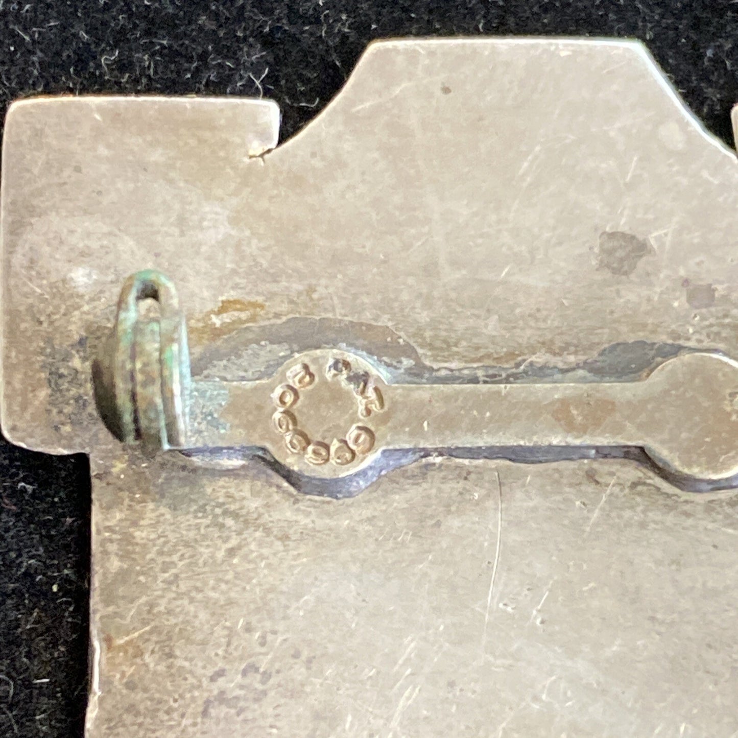 Art Deco 1920's Sterling Silver Shield Pin Monogrammed Pat Pending