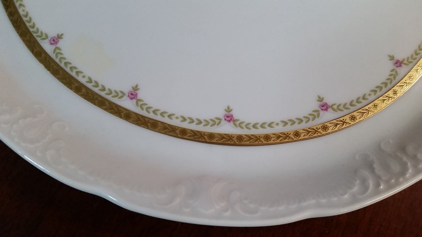 Vintage Mitterteich 12 1/4"  Round Serving Platter Plate  White w Gold Germany