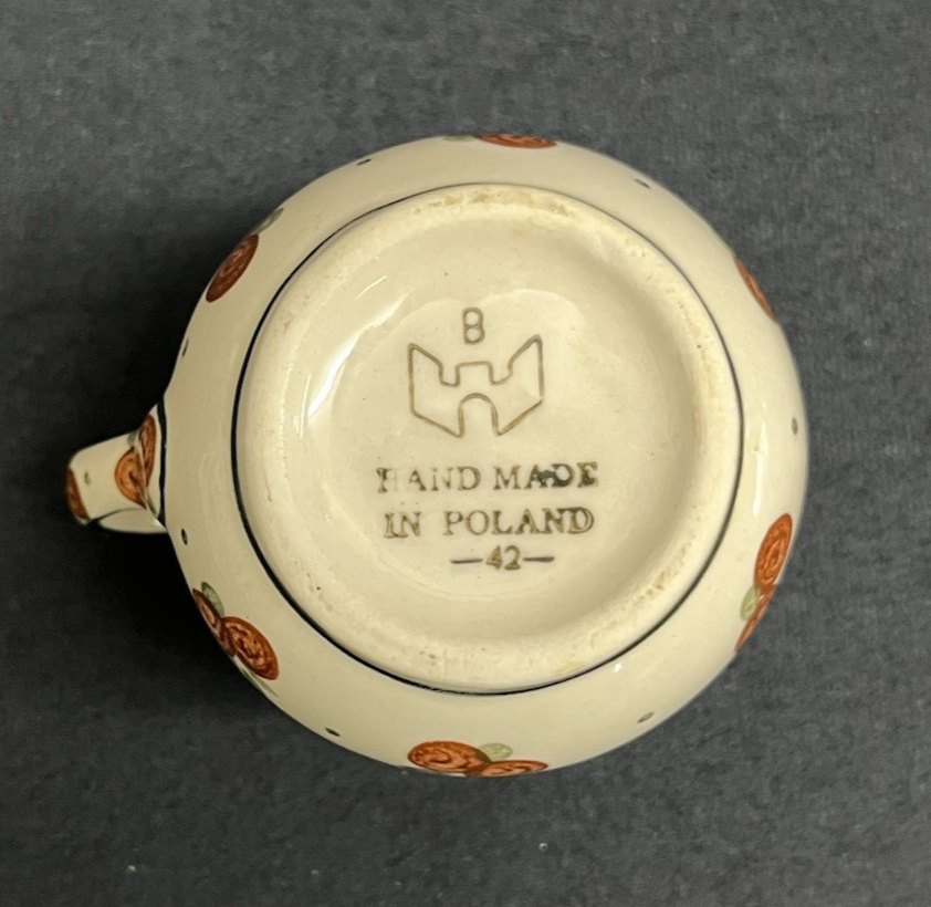 Boleslawiec Polish Pottery Sugar Bowl and Creamer Set w/ Tray, Wild Cherry