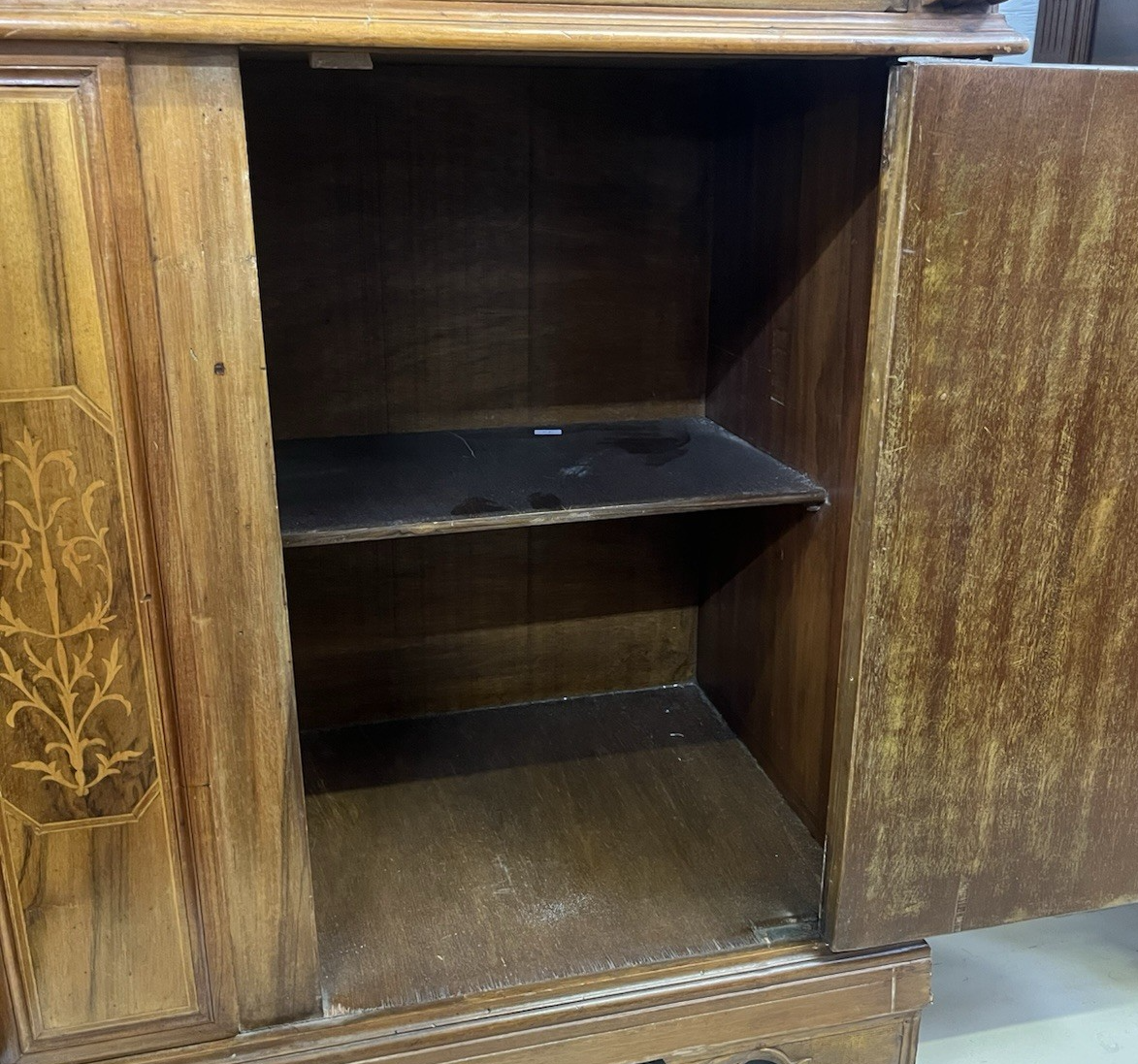 LARGE ITALIAN BURLED WALNUT & MARQUETRY SIDEBOARD, 94"L