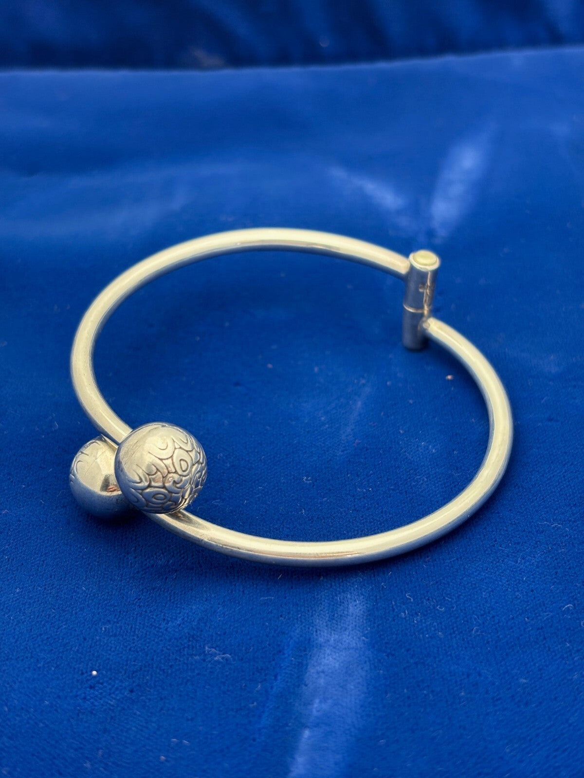 Vintage ATI Mexico Sterling Silver Bypass Ball Hinged Bracelet Marked 925