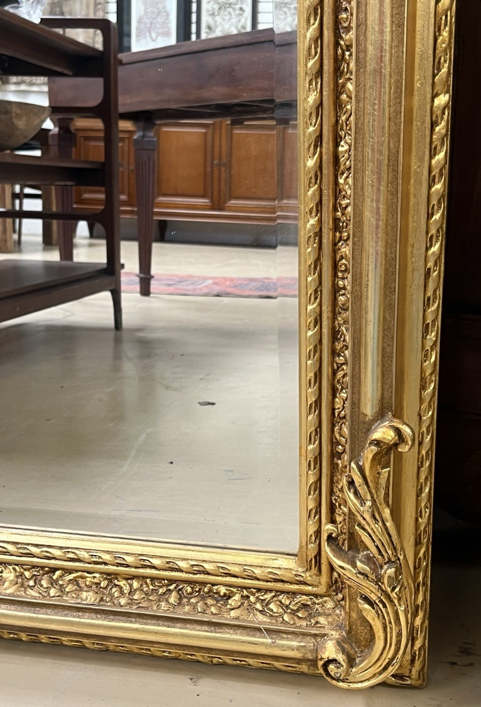 PAIR OF LARGE LOUIS XV STYLE GILT GOLD PUTTI ANGEL WALL MIRRORS, 61.5"H