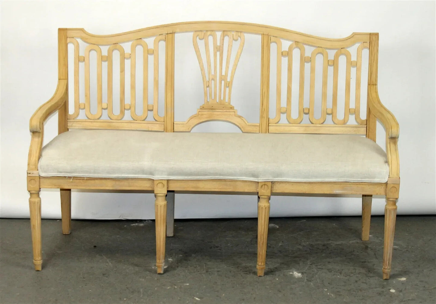 Pair of Gustavian Style Bleached White Oak Swedish Benches 34"h x 56"w