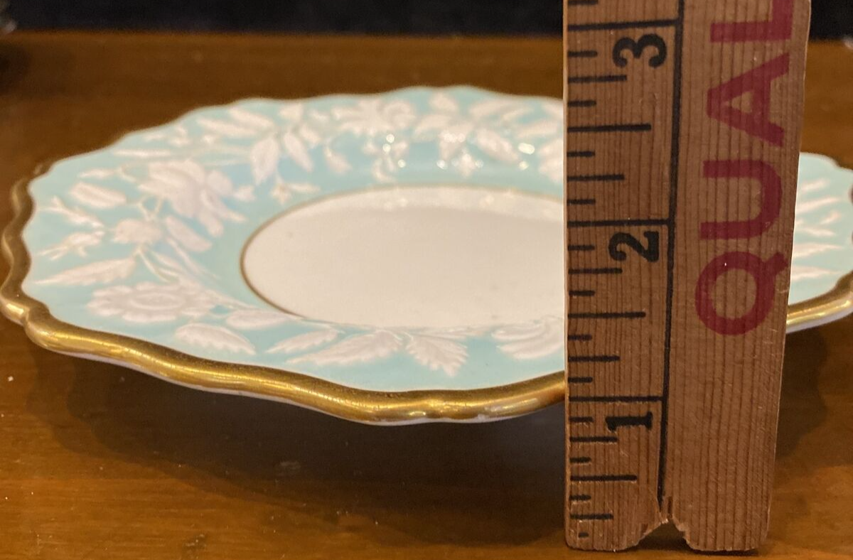 Ridgway 632 Blue & White Embossed Floral 1830s Pearlware 6 Dessert Plates