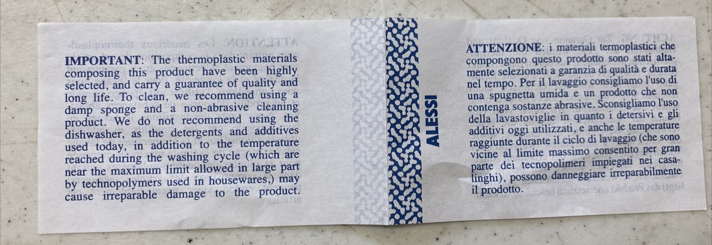 Alessi Saladim Translucent Twin Salad-Fruit Bowl Jasper Morrison AJM07 I BH116