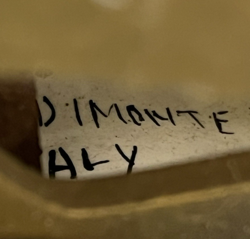 Vintage Capodimonte Porcelain Pierced Black & Gold Floral Lamp w/ Shade 26"