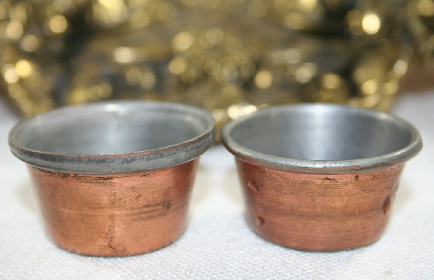 Antique Brass Desk Set 2 Ink Wells w Hinged Lids all works fine  13.5" wide