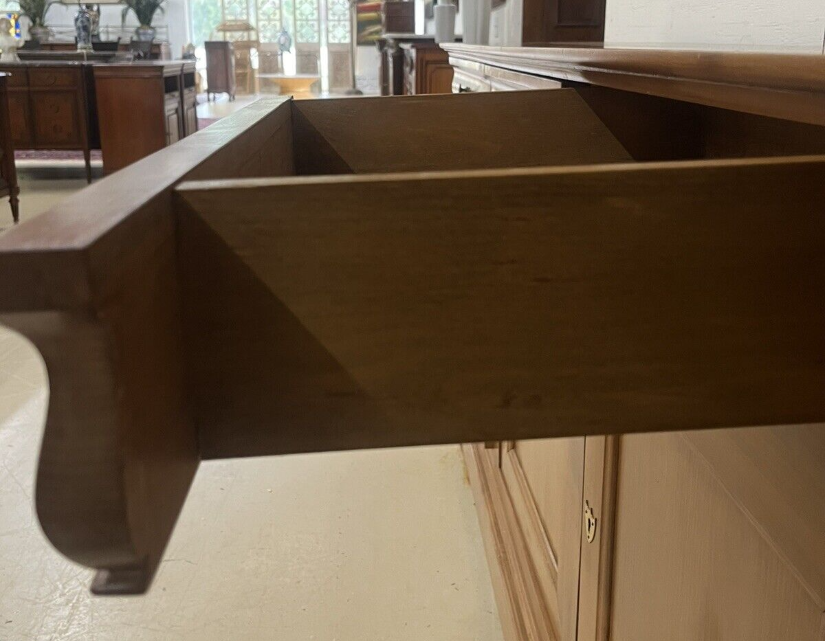 French Louis Philippe Blonde Three Door Sideboard Buffet Server Enfilade 78"W