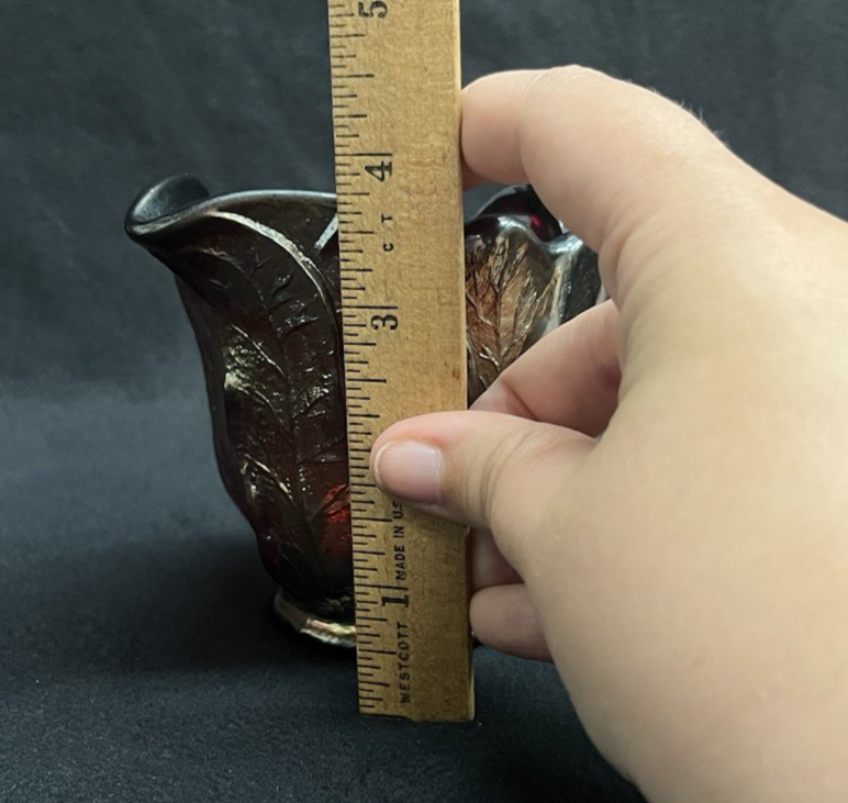 Vintage Imperial Glass Iridescent Everglade Sunset Ruby Red Creamer & Sugar