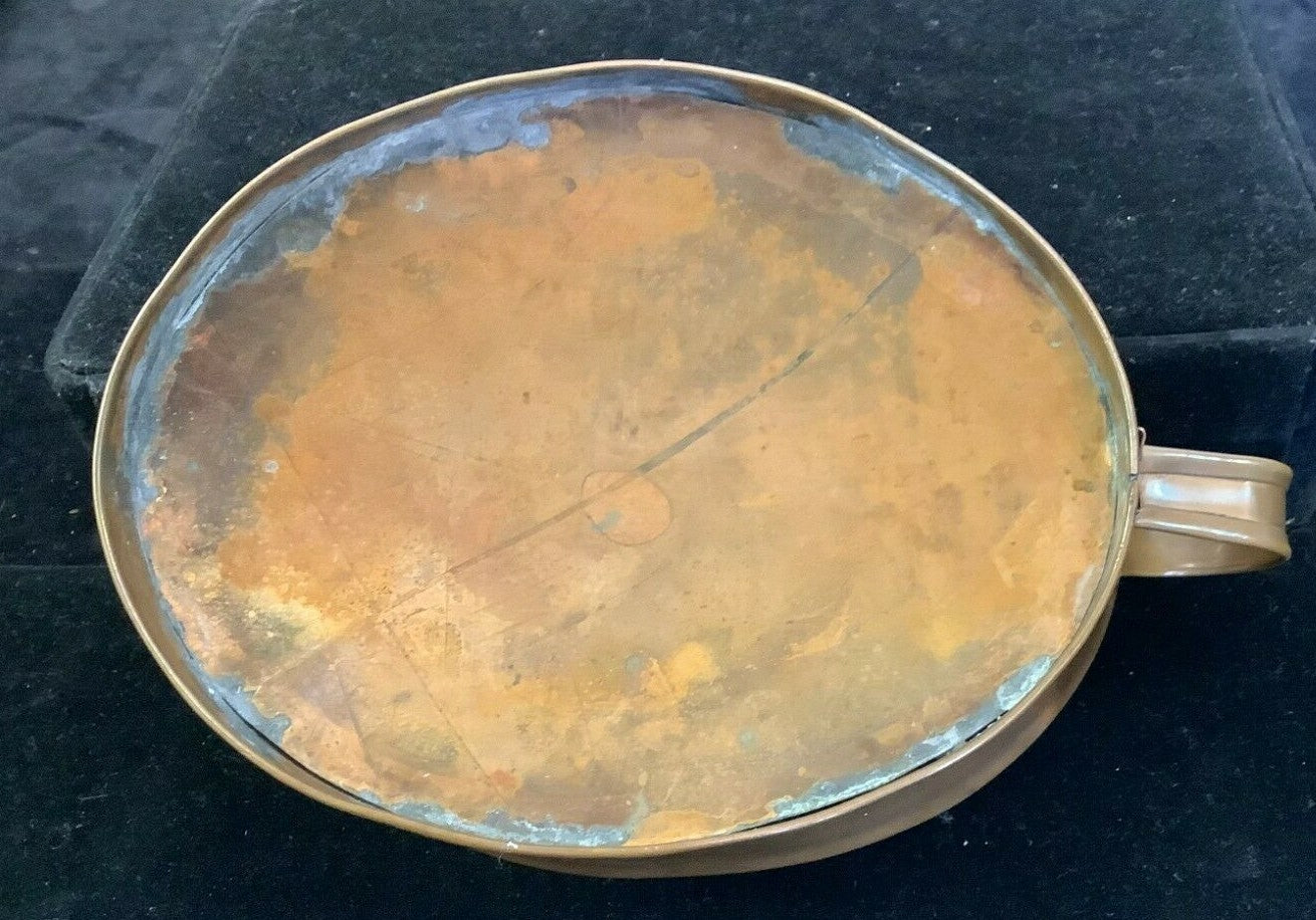 Antique Copper CANDLE HOLDER w Finger Loop Chamber stick 1800's