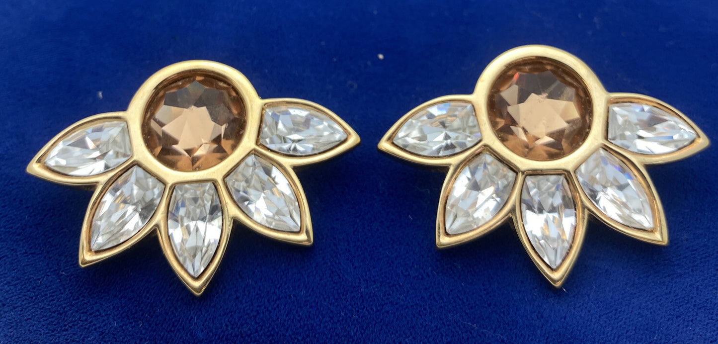 SWAROVSKI Crystal SAL Signed Gorgeous Vintage Clip Earrings
