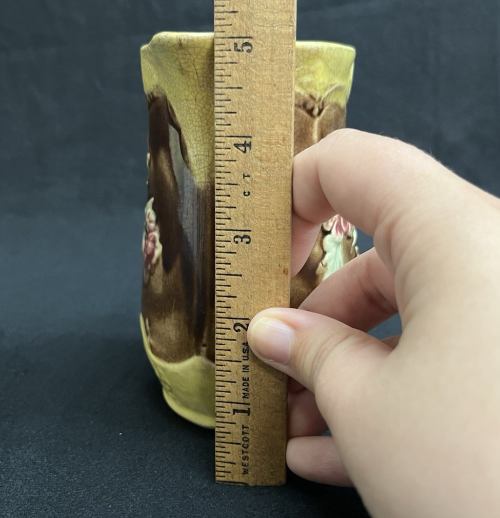 Vintage Majolica Embossed Dogwood Flower Creamer/Jug/Pitcher 5"