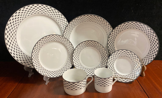 8 pcs Tiffany & Co. Gotham  Black & White Dinner Plate  Coffee Tea Cup