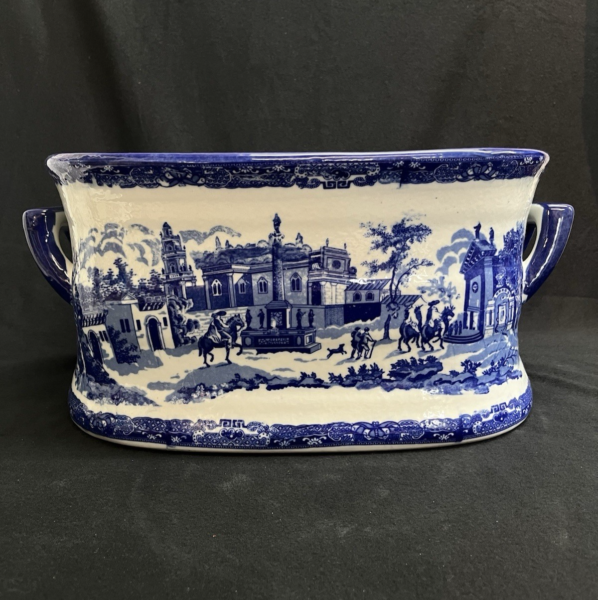 Victoria Ware Ironstone Chinoiserie Blue & White Porcelain Foot Bath 18" PB3