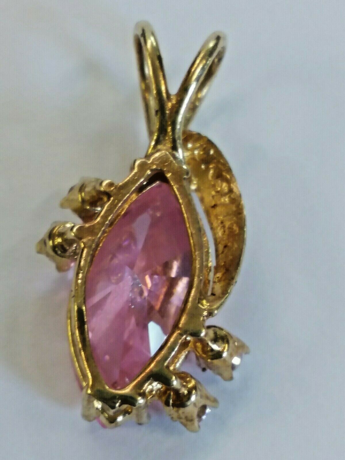 10k Pink Ice CZ Pendant .75" 3.20 grams