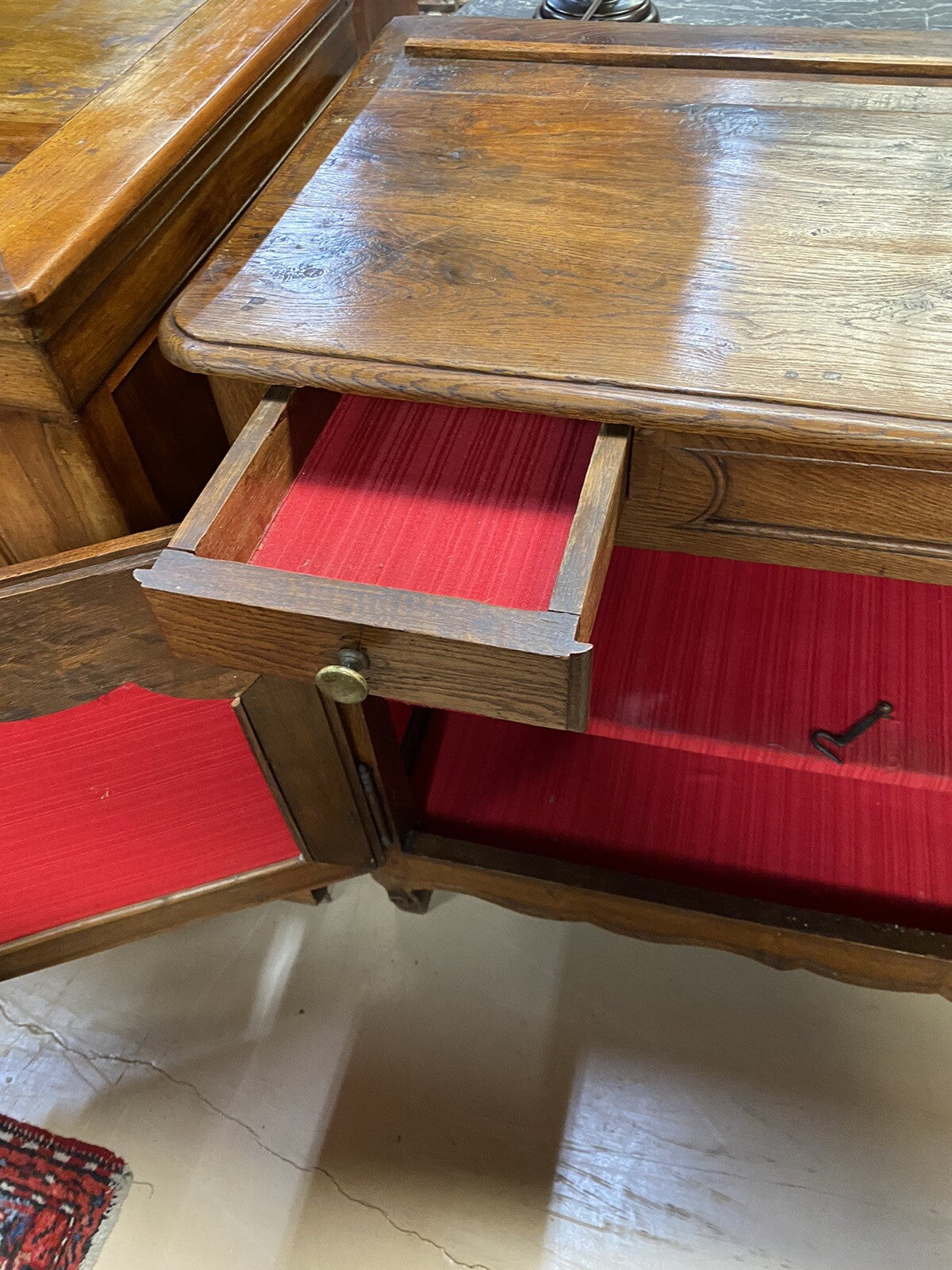 Antique French Oak Provincial Louis XV Carved Commode Chest Sideboard