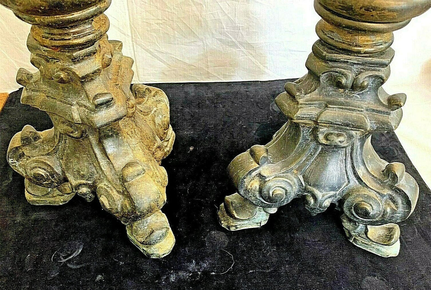 Vtg Brass Bronze Large H 26"Candlesticks Decorative Altar Sticks 12 lbs each