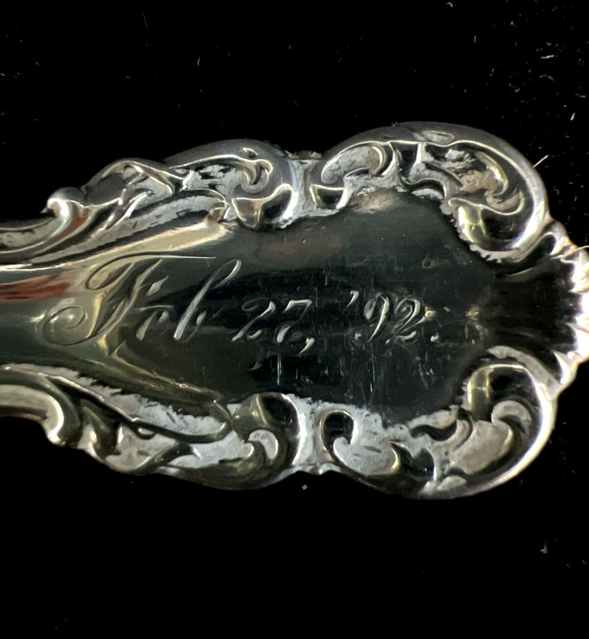 Louis XV  Sterling Grapefruit Spoon by Whiting Mfg  "Utica  Feb. 27 '92 Mono M"