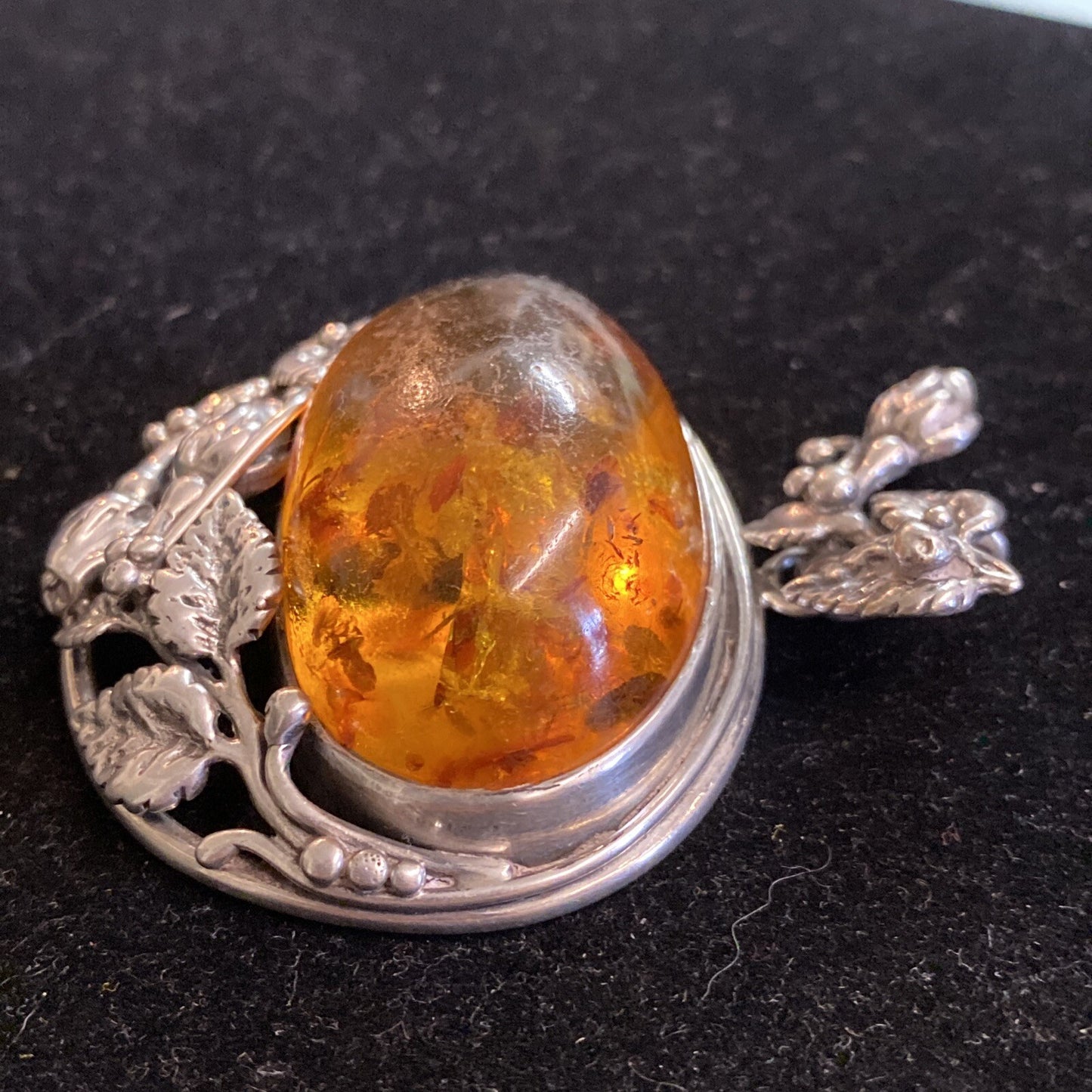 Sterling Silver & Amber 2 3/4" Pendant 51.3g
