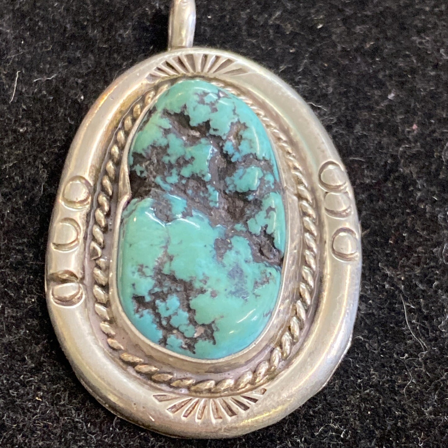 Sterling Silver 1 5/8" Turquoise Pendant