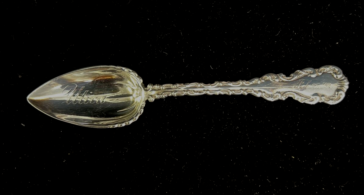 Louis XV  Sterling Grapefruit Spoon by Whiting Mfg  "Utica  Feb. 27 '92 Mono M"