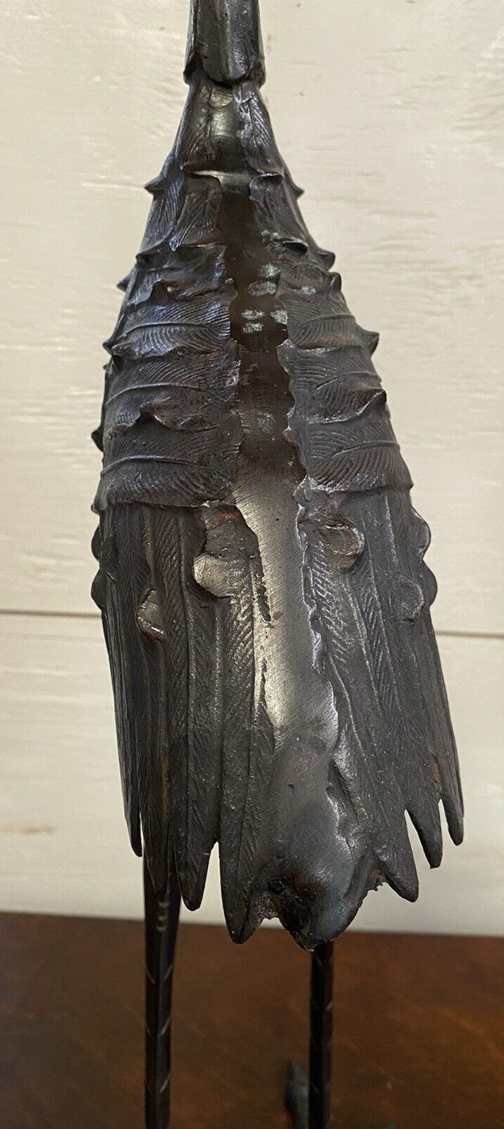 Antique Japanese Meiji Style Bronze Crane Bird Sculpture