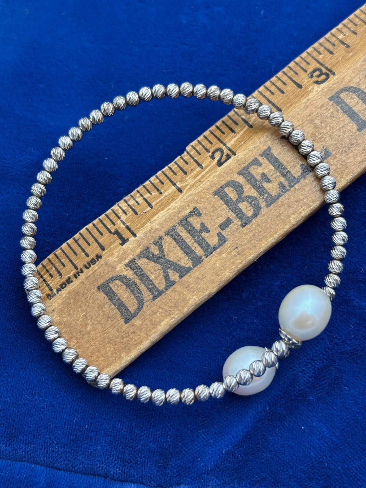 Pearls Sterling Silver Bangle Bracelet Marked 925