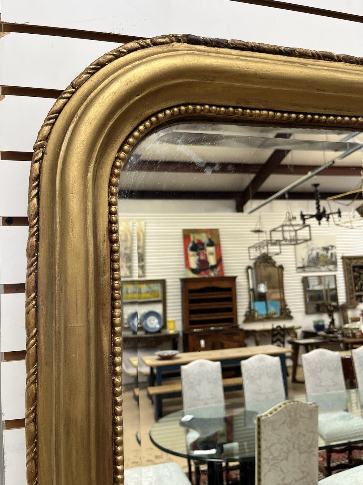 79" Tall French Louis Philippe Gold Framed Beveled Mirror 37.5” #1