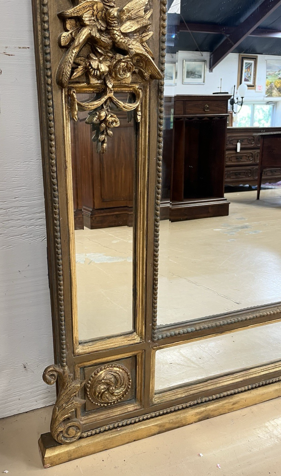 81" X 46" PAIR OF PALATIAL LOUIS XVI STYLE GILT GOLD PARCLOSE PIER WALL MIRRORS