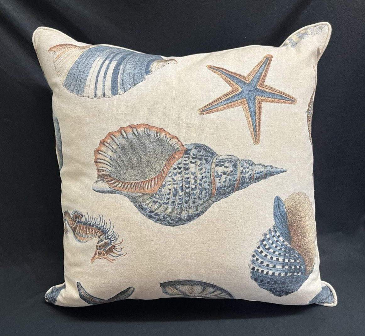 4 Barclay Butera Goose Down & Feather Seashell Themed Throw Pillows 22" x 22"