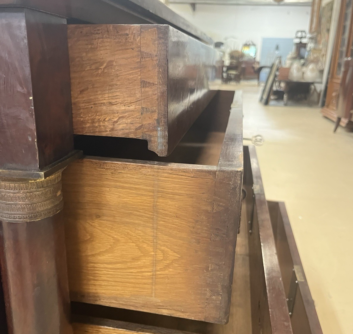 FRENCH EMPIRE MAHOGANY COMMODE, SIGNED P. PISTER, DATED 1819