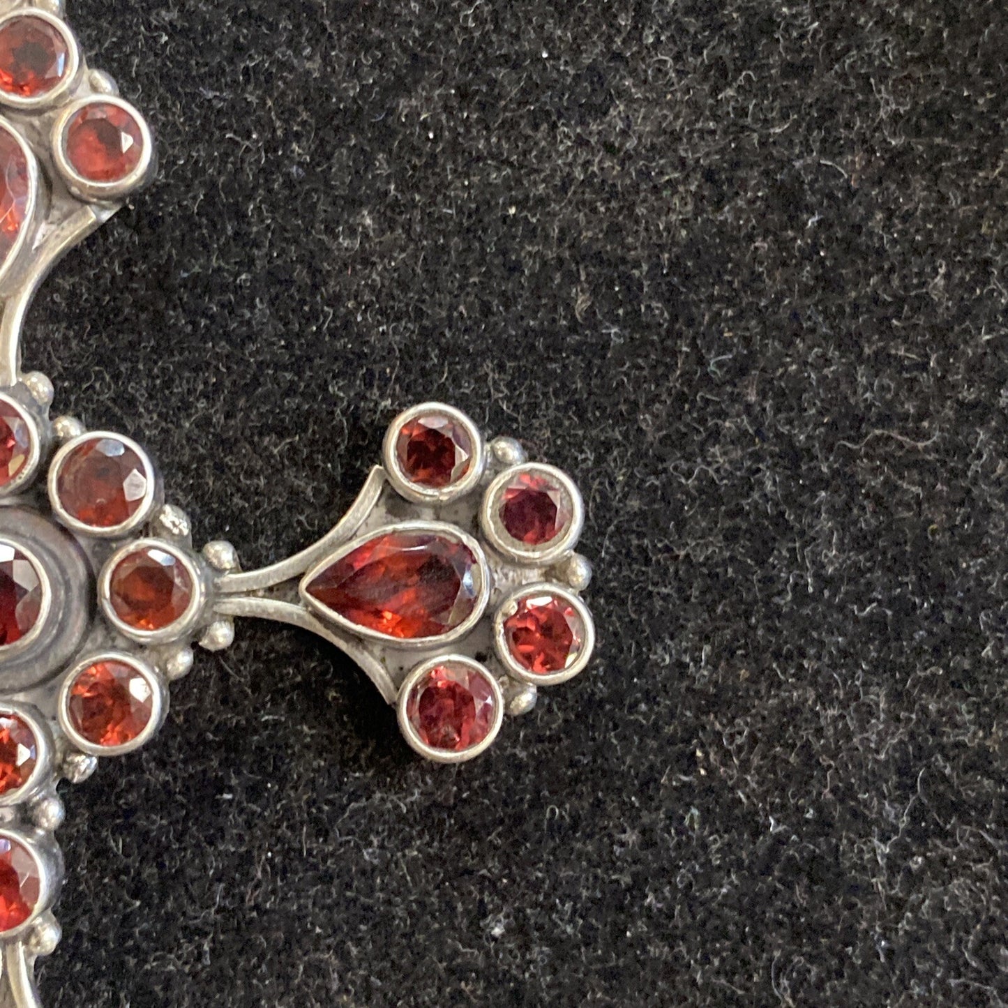 Sterling Silver 925 Garnet Stone Cross Pendant 20g