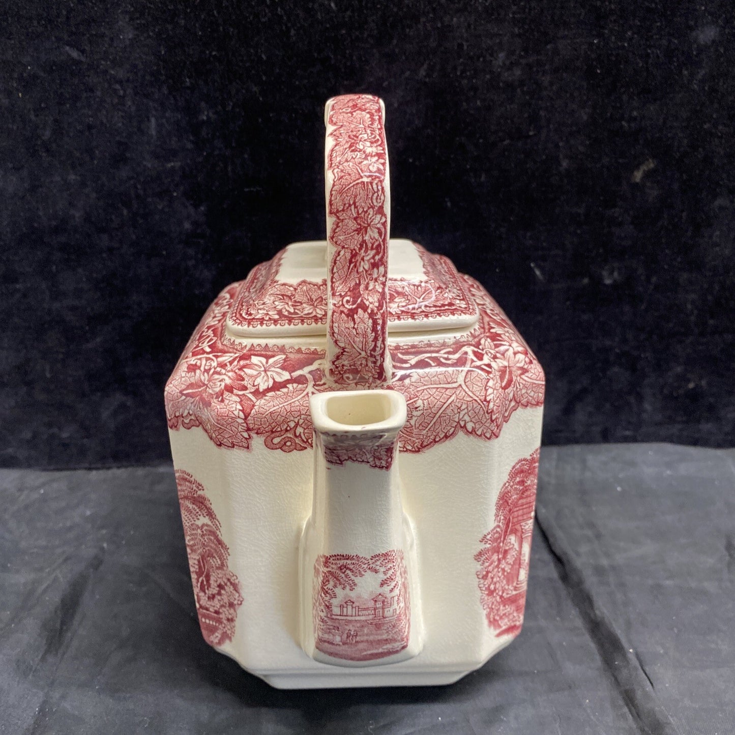 Mason's Vista Pink Kettle Teapot & Lid 9" Holds 7 Cups