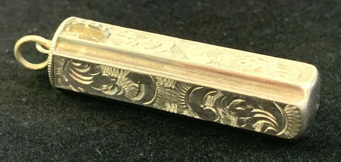 Antique Sterling Silver Lipstick Holder Pendant Chatelaine Edwardian English