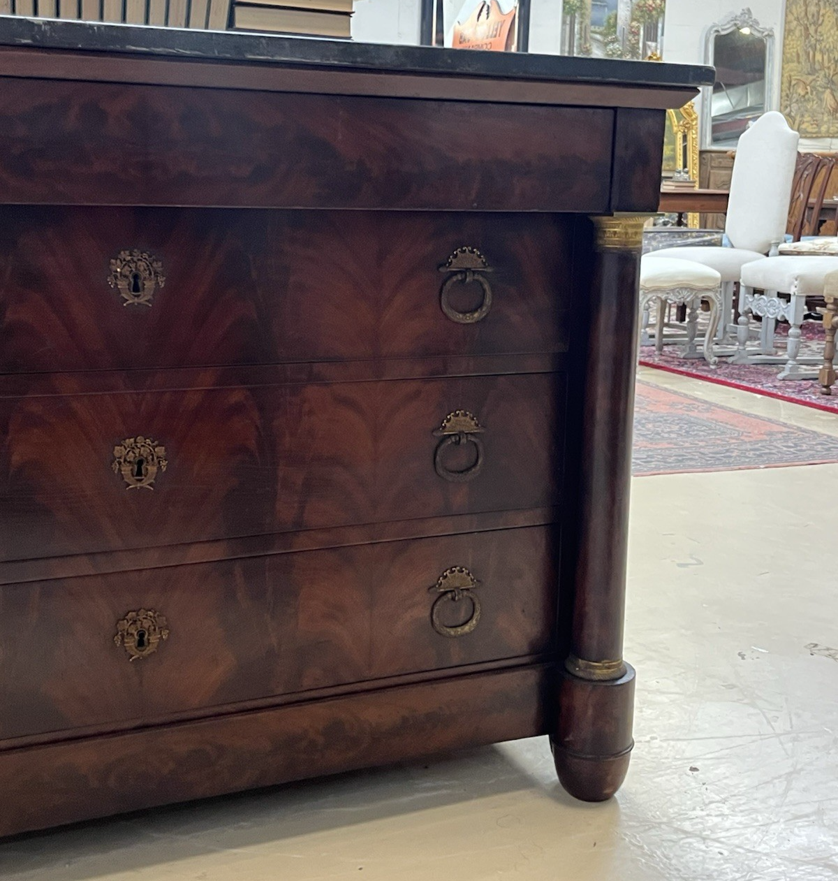 FRENCH EMPIRE MAHOGANY COMMODE, SIGNED P. PISTER, DATED 1819