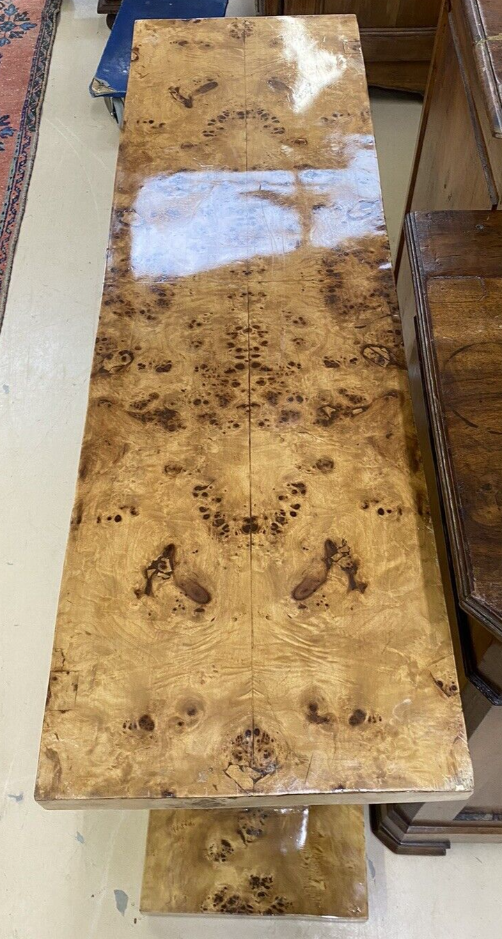Art Deco Inspired Burled Birds Eye Maple Entryway Console 20th C. A5
