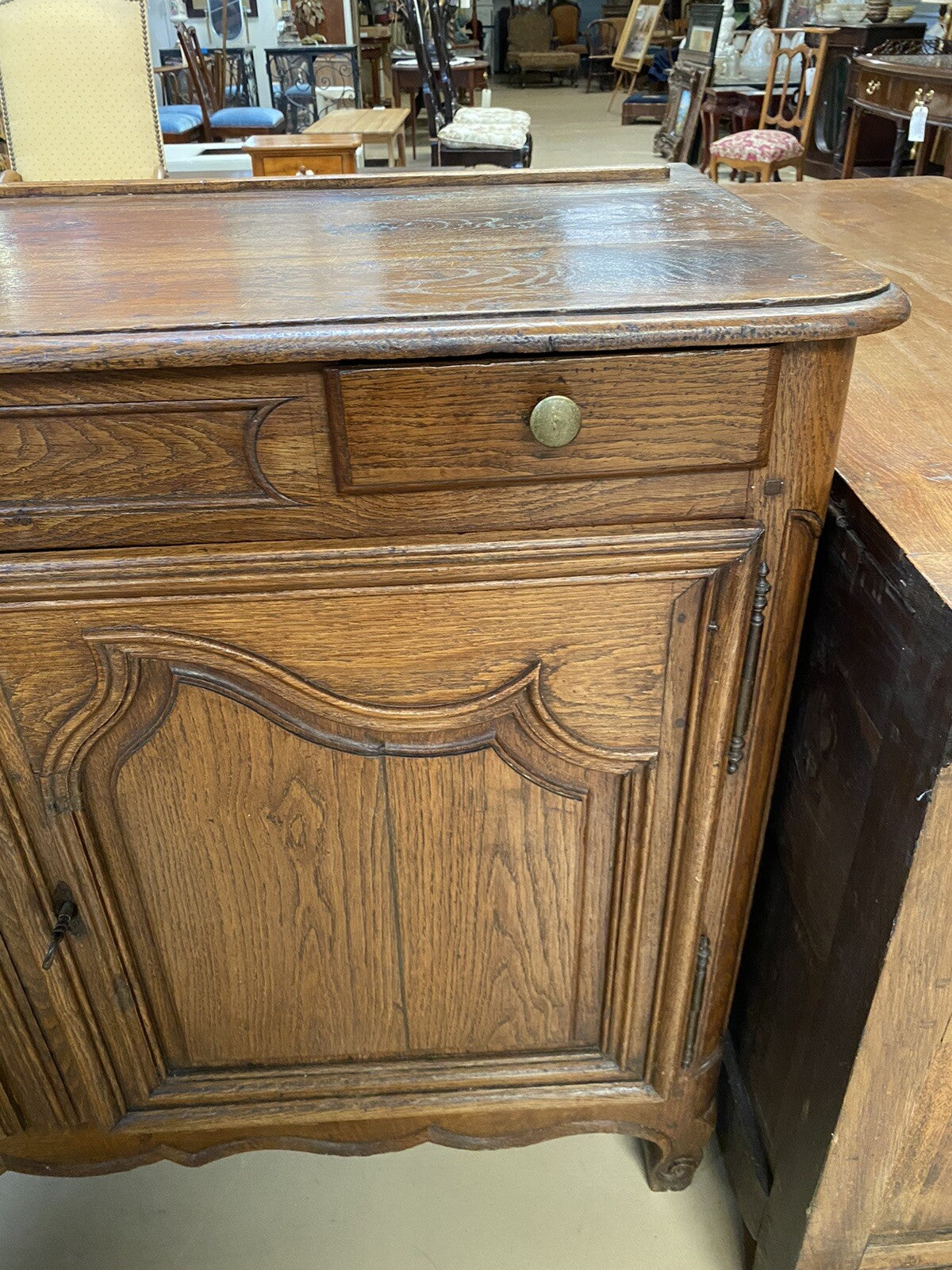 Antique French Oak Provincial Louis XV Carved Commode Chest Sideboard