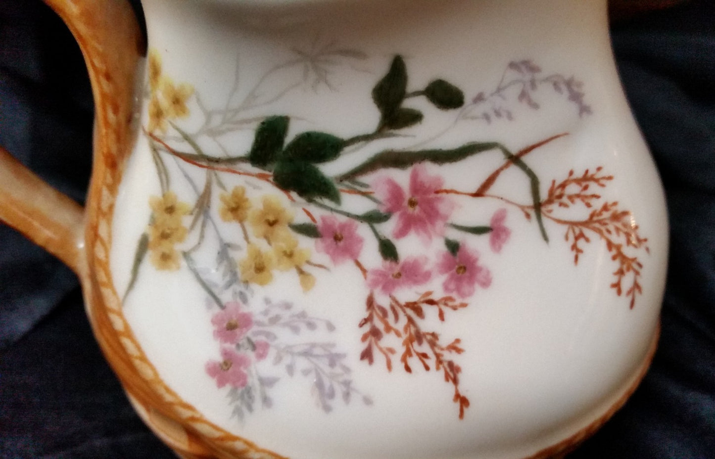 1884 Haviland Limoges Basket Weave Creamer Osier Blank Floral H3427 Gold Trim