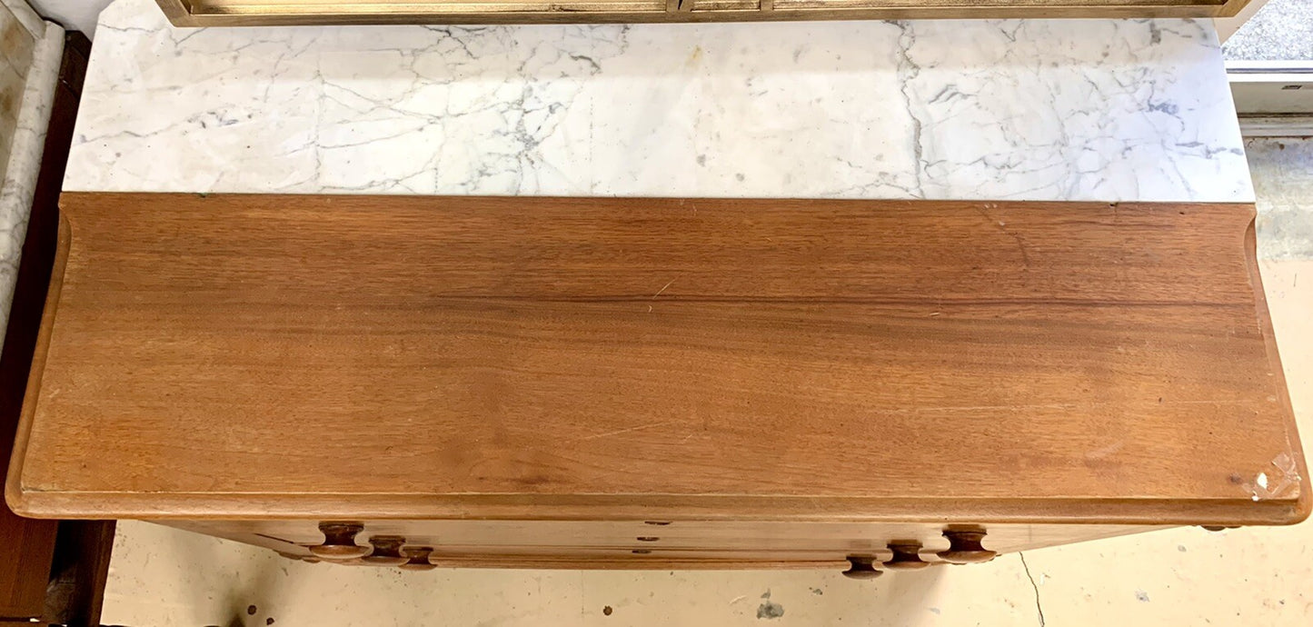 Antique American Victorian Walnut Chest of 3 Drawers marble back cabinet
