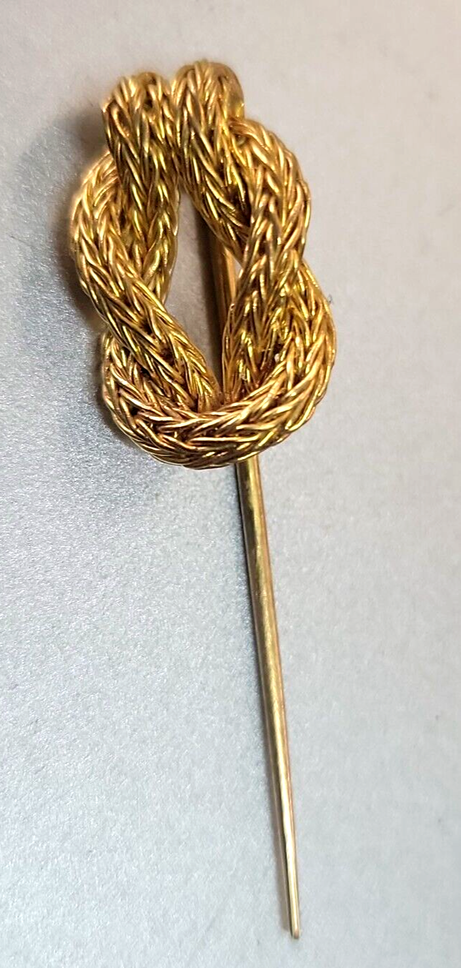 Rare Lalaounis 18k Gold Hercules Knot Stick Pin marked Greece 750, 4.14g TESTED