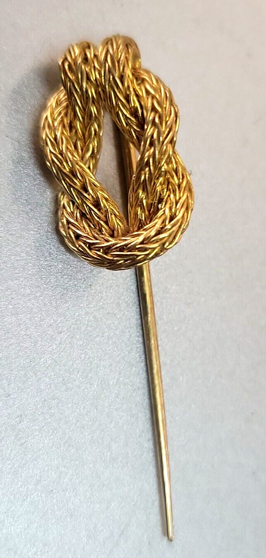Rare Lalaounis 18k Gold Hercules Knot Stick Pin marked Greece 750, 4.14g TESTED