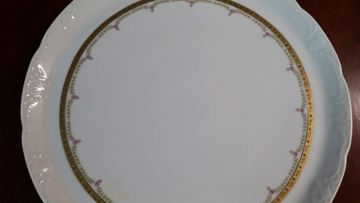 Vintage Mitterteich 12 1/4"  Round Serving Platter Plate  White w Gold Germany