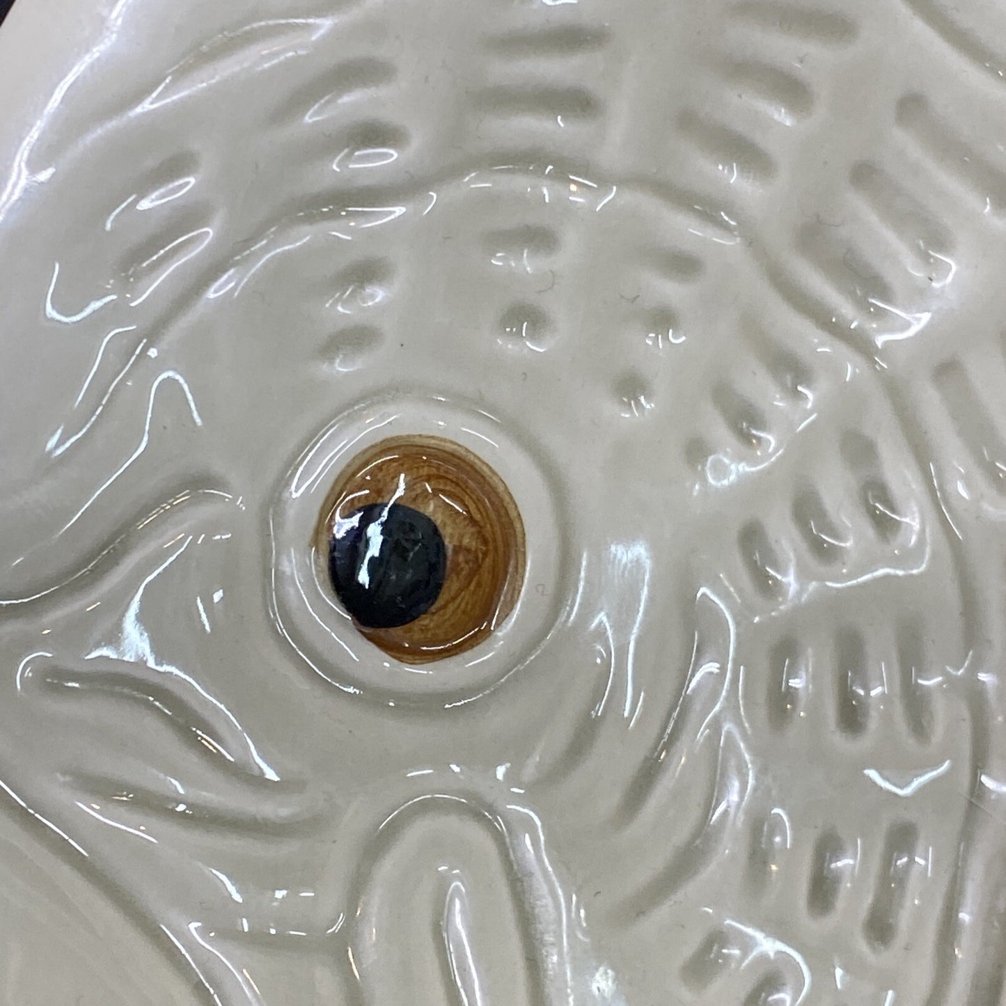 Fitz & Floyd Ivory Colored Fish Chip & Dip Bowl