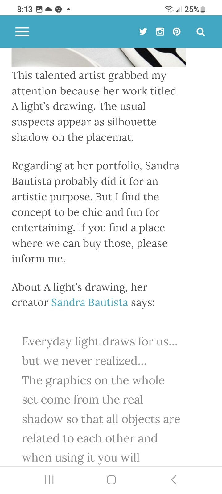 Bosa Dinner Place Set Italy by Sandra Bautista "Shadow Placemat"  Orig box