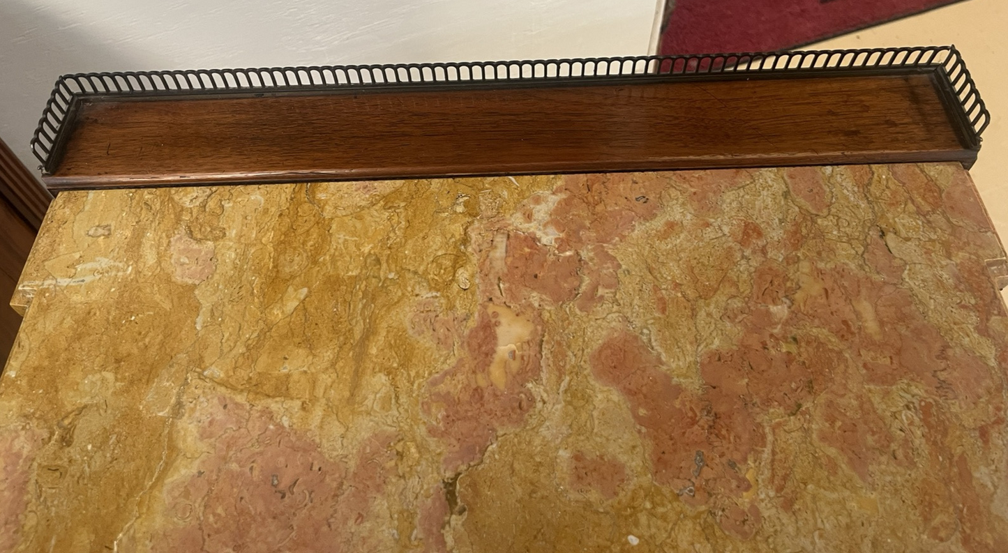 LOUIS XVI STYLE MARBLE-TOP MIRRORED ENTRYWAY PIER CONSOLE END TABLE