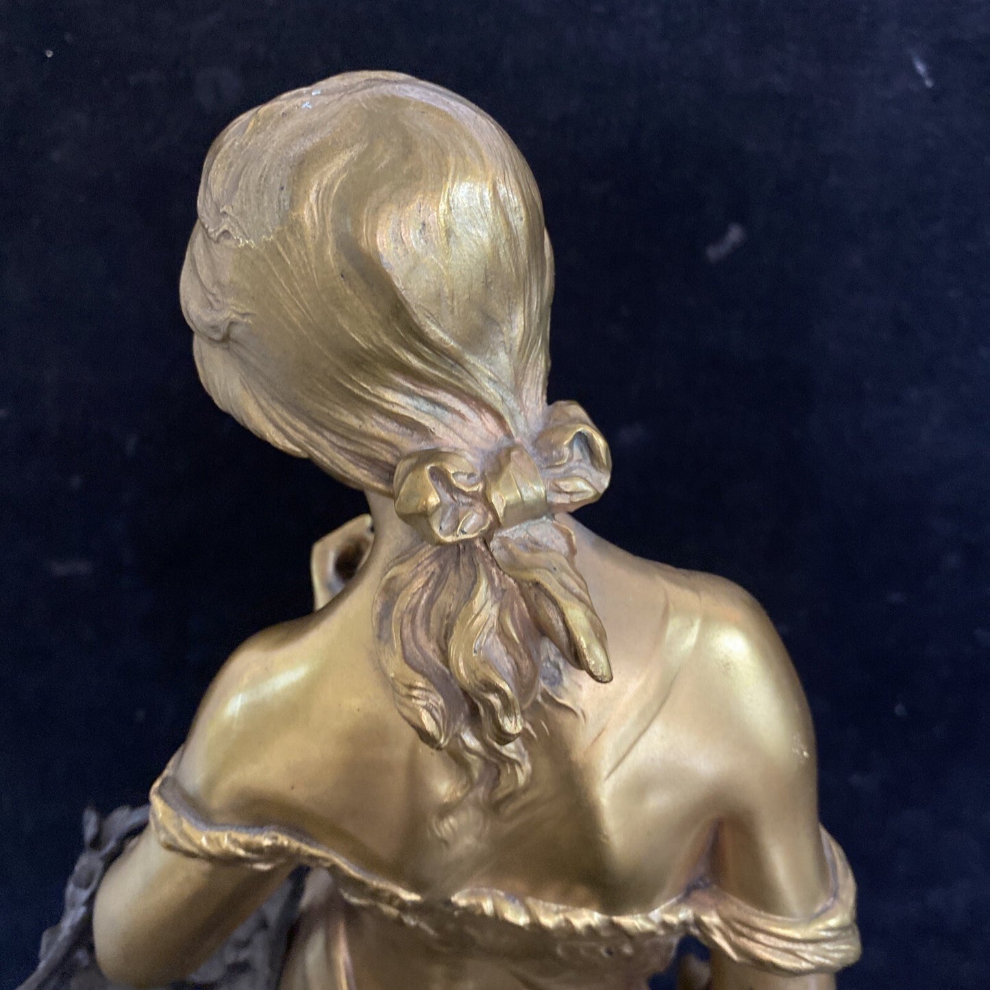 Rose De Mai Gilt Bronze Statue Rose of May Merchant Woman 20 1/4" MH