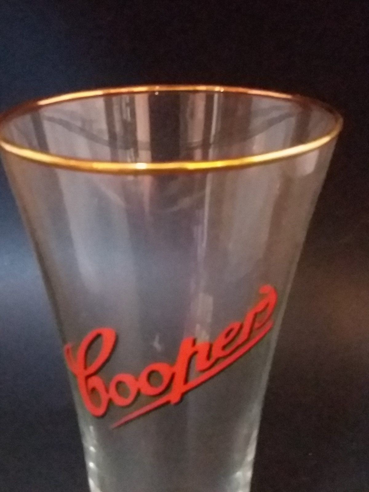 Cooper's Beer Glass - w/certificate from Gold rim 7''