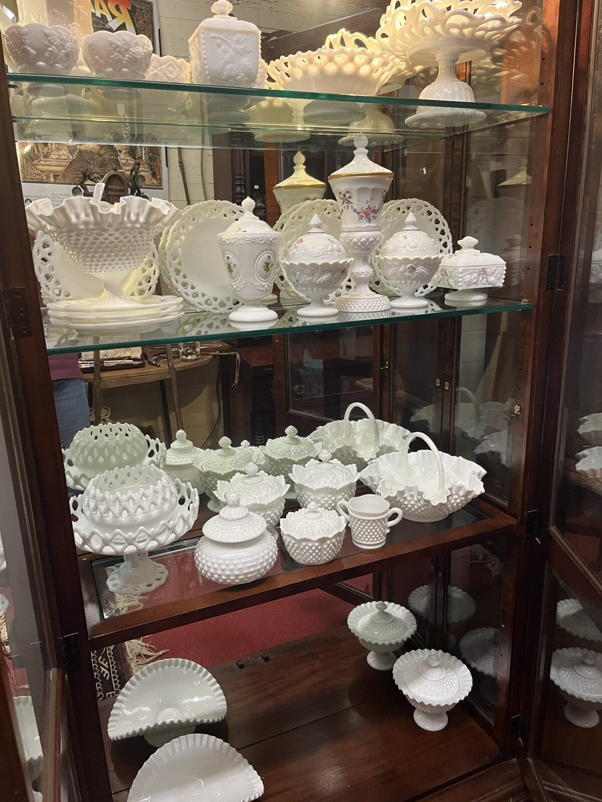 1978 Milk Glass Pedestal Candy Dish  Westmoreland artist signed 7 3/4" M A Lash